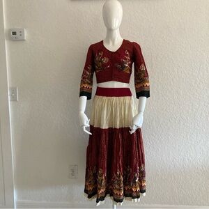 Indian lehenga choli set Elegant Red and Cream Women's Skirt Set